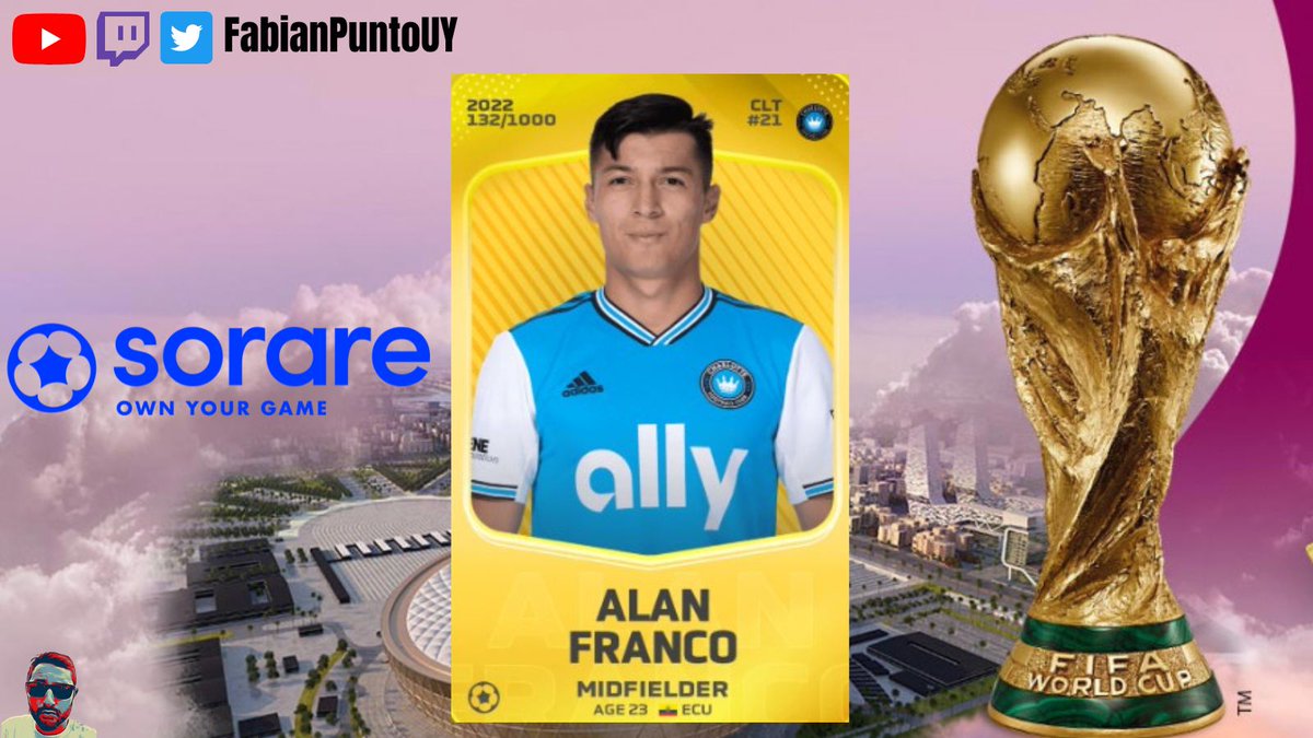 FabianPuntoUY's tweet photo. 🎁Celebramos el inicio del #MundialQatar2022 regalando una carta limited de 🇪🇨Alan Franco.

Para participar:
✅Follow y RT
✅Entra en la Perrunflas World Cup: 🔗https://t.co/FkffHTyWSV (Código: JQWDLT)

⌛️Sorteo: Jueves 17/11 en https://t.co/A8Q5gzZBCz

#Giveaway #Sorare #NFT https://t.co/qZvWgMutWf