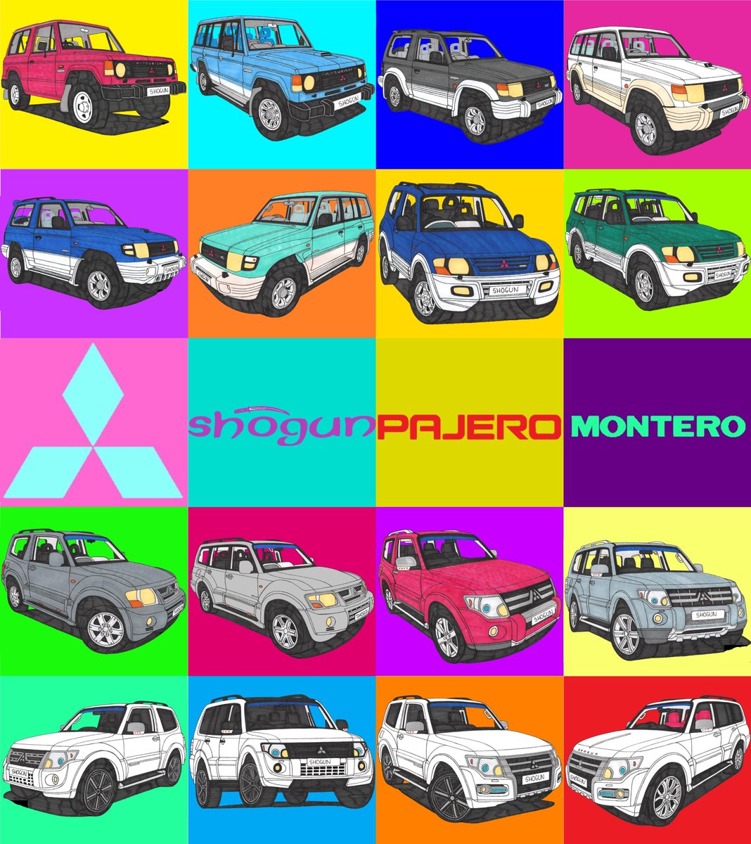 Hi all, here's some more Pop Art, this time it's Mitsubishi Shogun/Pajero/Montero, what you think?😊#mitsubishiuk #mitsubishicars #mitsubishishogun #mitsubishipajero #mitsubishimontero