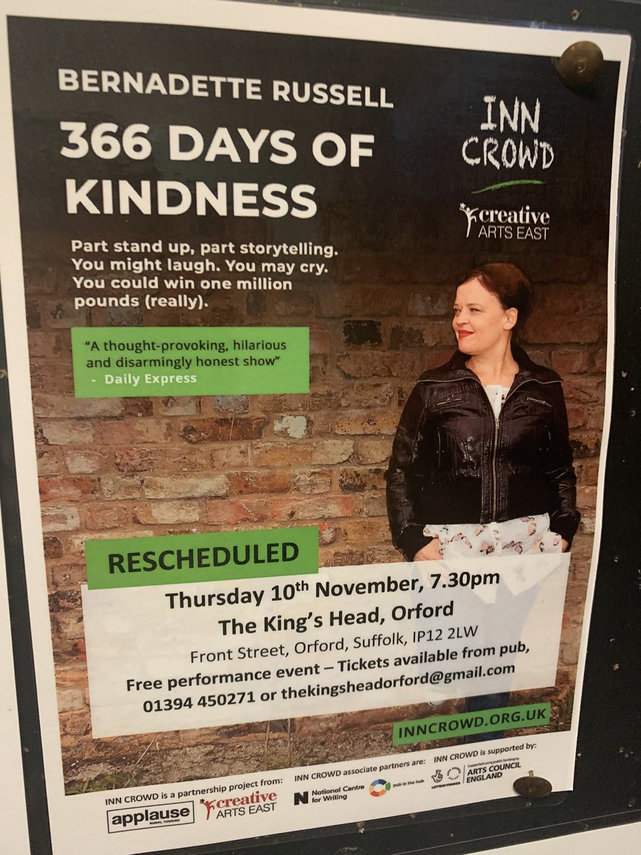 betterussell's tweet photo. Happy #WorldKindnessDay2022 all! Here’s the lovely crowd as my last show with @crowd_inn in Orford where I told my story of #366daysofkindness https://t.co/Af8YL98jlQ
