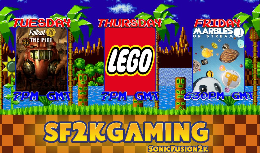 SonicFusion2K's tweet photo. This weeks schedule is live!
Tuesday with the awesome @The_lil_devil_r we will be venturing into #fallout76 
Thursday I will be making my #lego #starwars Dark Trooper helmet.
Friday will be a special @raffledup #marbles stream as we give away £300 of credit!

#twitch #Giveaways https://t.co/XqNDULOydv