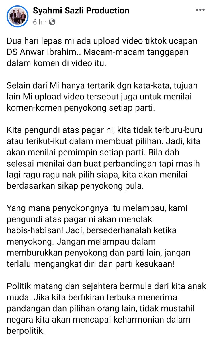 afhxm's tweet photo. Syahmi Sazli sampai kena buat post gini sebab kena attack pasal post video farid kamil tu. Dekat tiktok siap ada yang tanya ustaz apa hukum syahmi share video tu 😅 Tenat betul politik disana. Abe kakok, jange taksub. Dah banyak sejarah uturn. Teney teney jah. https://t.co/ckWNYsuqOv