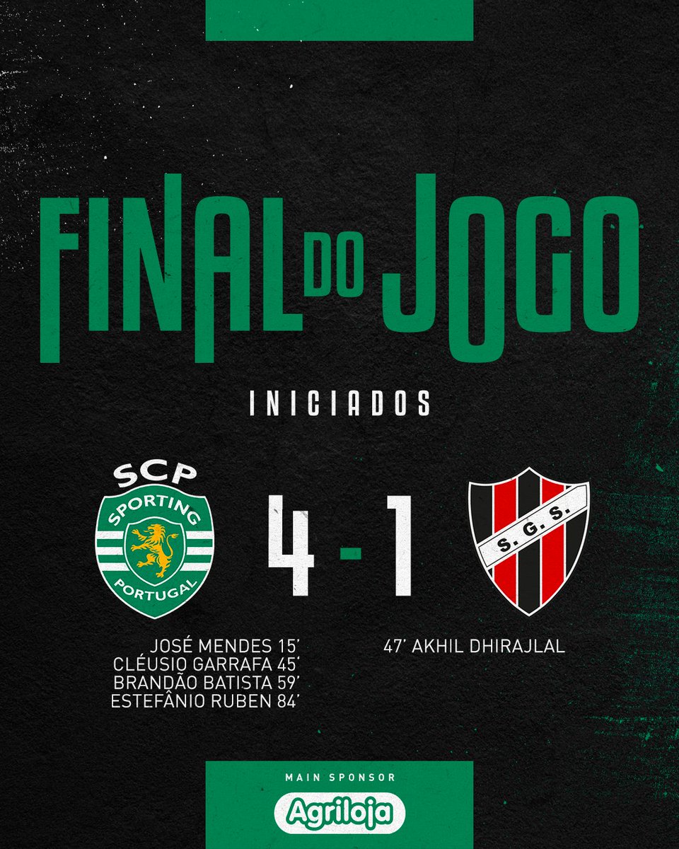 SportingCP's tweet photo. #IniciadosSCP | ⏹️ FINAL DO JOGO:

Goleada dos Leões frente ao SG Sacavenense 💪

#SCPSGS https://t.co/3TO22Ynn9v