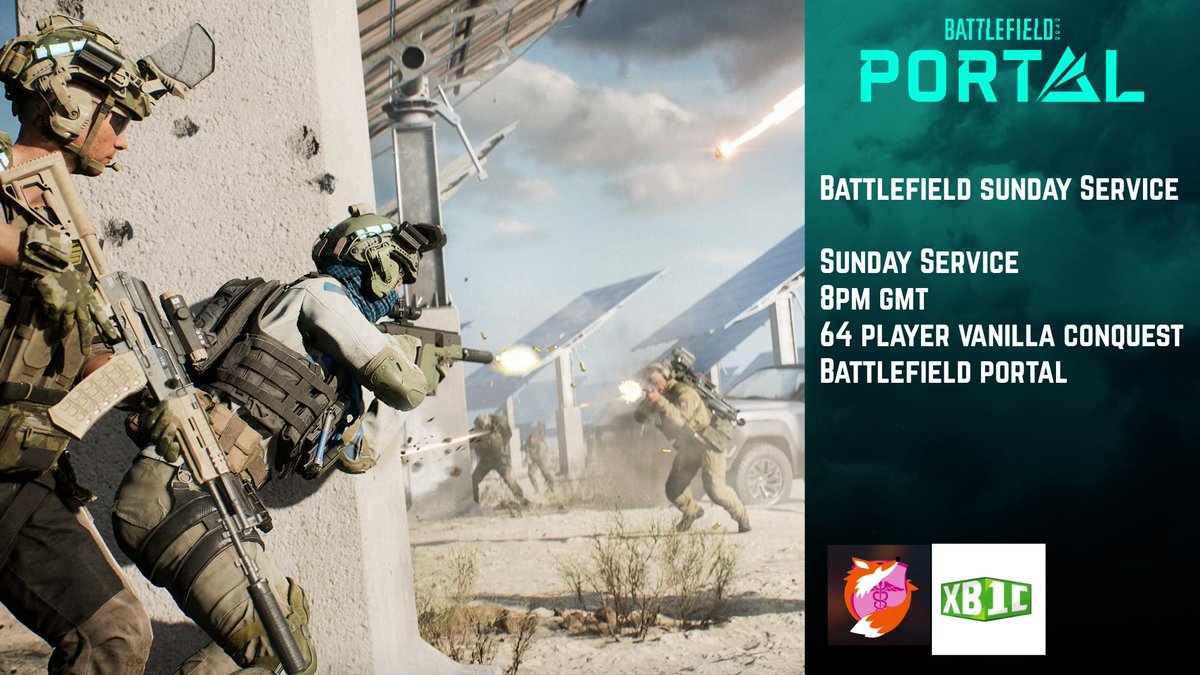 Battlefield Double XP Sunday Service; come join in on the games with the community from 8pm tonight. 

🚨64 Player vanilla small conquest 
🗺Maps: Stranded🛥, Exposure🪨, Kaleidoscope3🛺, Orbital🚀, Renewal🌿.

See you on the Battlefield.