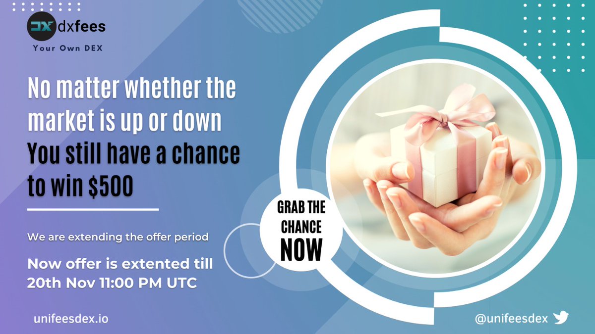 Final Call...!!!

Current market conditions are like a roller coaster ride.

But you still have a chance to win $500 without investing a single penny, as we are extending the trading competition period till 20th Nov 11:00PM UTC

Grab the chance now..

<a href="/zilliqa/">Zilliqa</a> <a href="/UnifeesToken/">UNIFEES</a> #ZIL