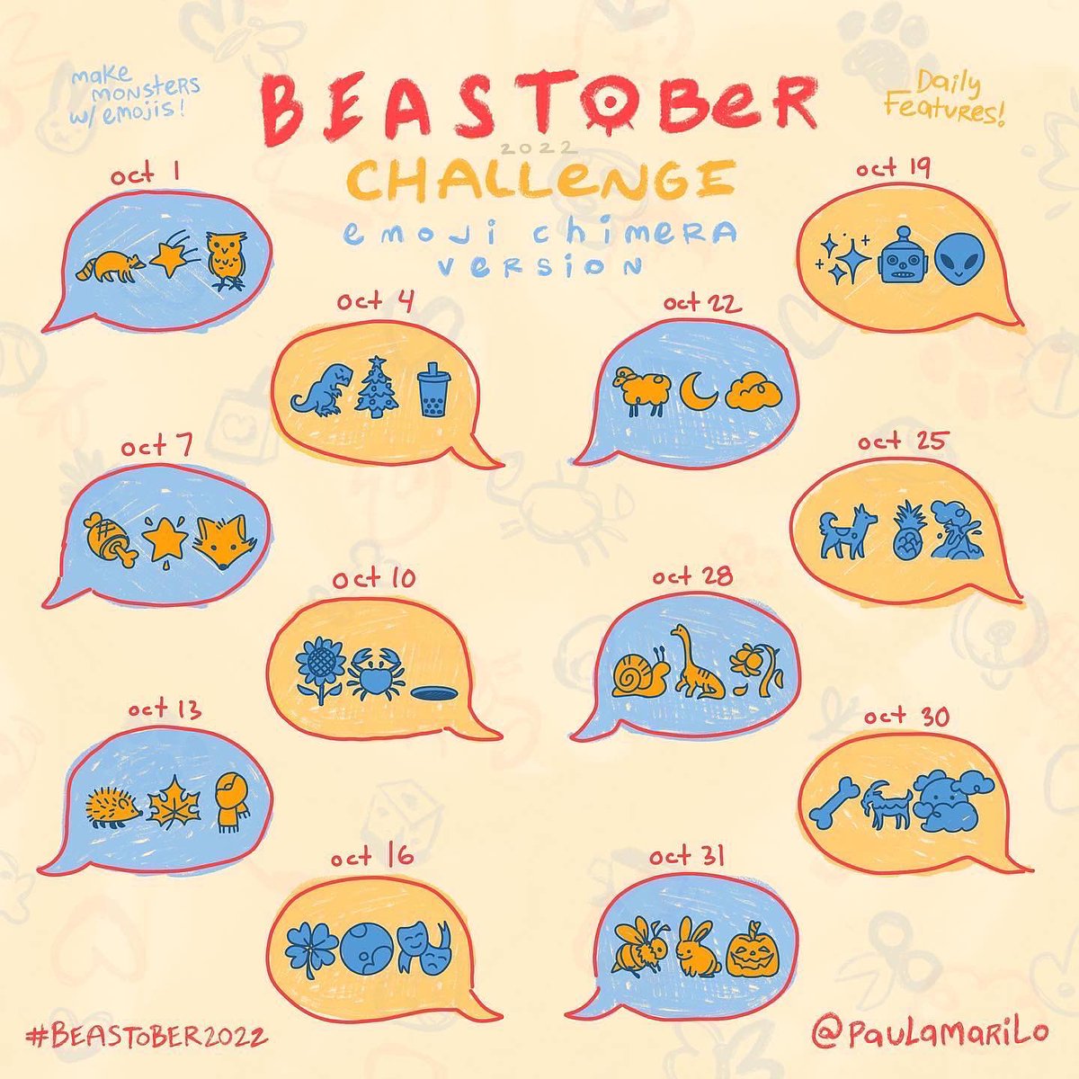 paulamarilo's tweet photo. 🐰 • 🐝 • 🎃
Beastober Chimera XII : Bun-o-Bee

They pop out once a year to spook and munch on your garden. 🎃🌿
.
#rabbitar #halloweenbunny #halloween #emojichimera #beastober #beastober2022 #halloweenart #creaturedesign #creatureart #emojimonster #drawingchallenge https://t.co/DlXdecw5tj