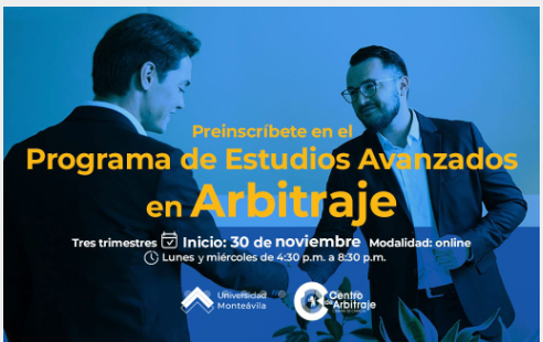 arbitrajeccc's tweet photo. Extendido el plazo de preinscripción a nuestro #PREAA en #Arbitraje junto a @Monteavila 

#CACC #UMA https://t.co/EiokOT8vOL