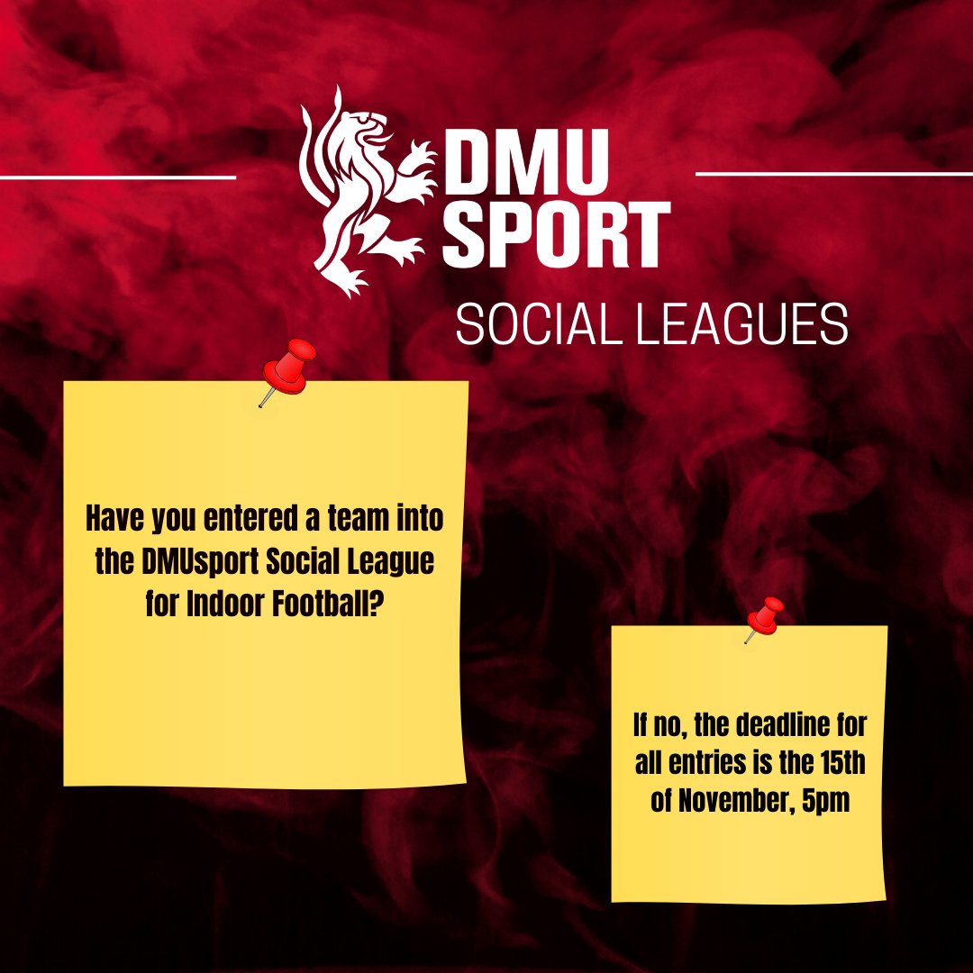 Have you entered a team into our Indoor Football league yet 👀

⏰ If no, we recommend entering soon so you don’t miss out as the deadline for all entries is the 15th of November, 5pm ⏰
