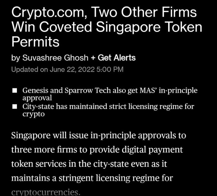 One of the strictest countries to receive regulatory approval in. 🇸🇬

✅ Crypto.com 
❌ Binance.com