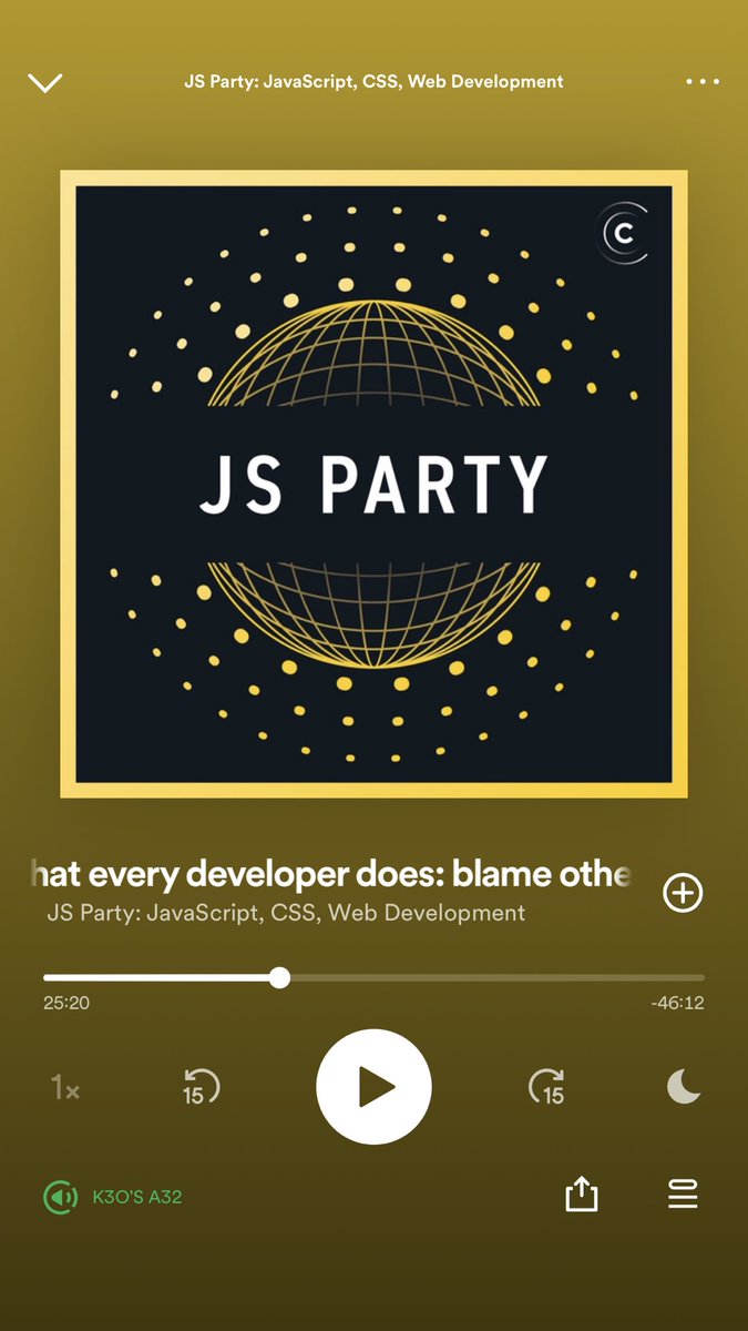 OekFlesym's tweet image. over half of the time listening to #jsparty it’s so informative . after every ePisode i have to research stuff they were talking about ...