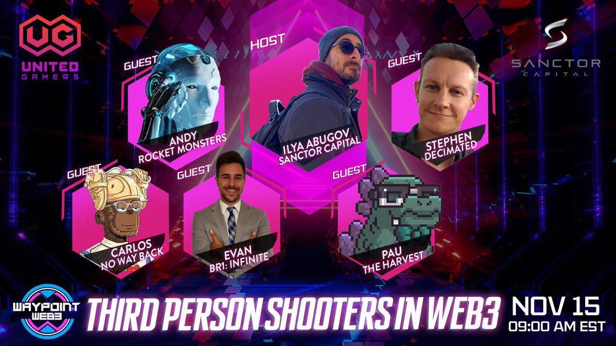 AbugovIlya's tweet image. Some argue third person shooters are better suited for #Web3Gaming we discuss on the next #WaypointWeb3 with:

@RyanEver @BR1INFINITE 
@decimated_game 
@carlosroldanx @elixir_launcher 
@web3venture @MonstersRocket 
@auloap @TheHarvestGame 

Don’t miss it: