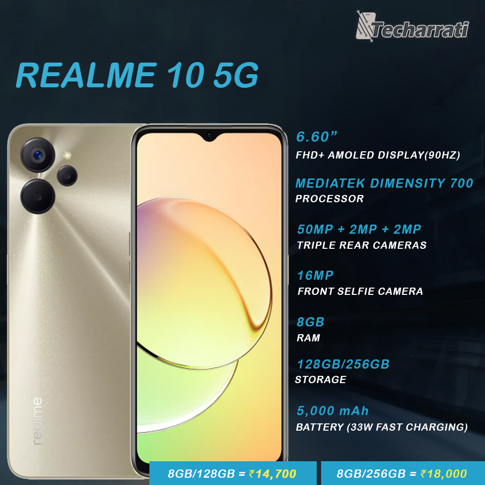 techarrati's tweet image. #Realme has launched the #Realme10 5G smartphone in China. Want it to launch in India?