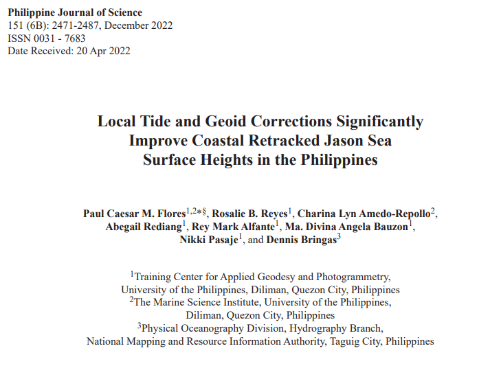 pcmflores19's tweet photo. Happy to share my latest publication "Local Tide and Geoid Corrections Significantly
Improve Coastal Retracked Jason Sea
Surface Heights in the Philippines"

Link to paper: https://t.co/zbDxP3zJRC https://t.co/a5MjKd9i1H