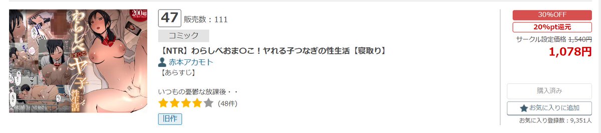 「わらしべ」販売してから、半年たつのに、今でも、1日100 DL以上される(ときもある)。うれしい。「わらしべ2」描いてますよ～!✨ 