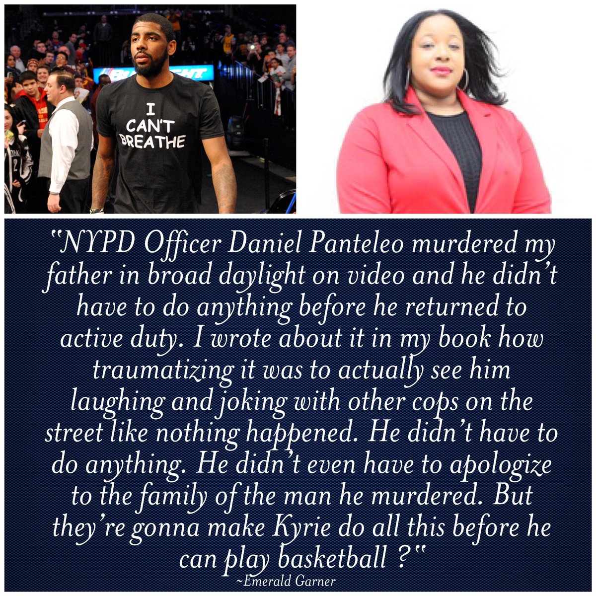 etanthomas36's tweet image. Emerald Garner (Daughter of Eric Garner) reacts to the 6 steps the Brooklyn Nets gave Kyrie Irving to complete before he will be allowed to return to the team. To read full article click link below 
basketballnews.com/stories/emeral…