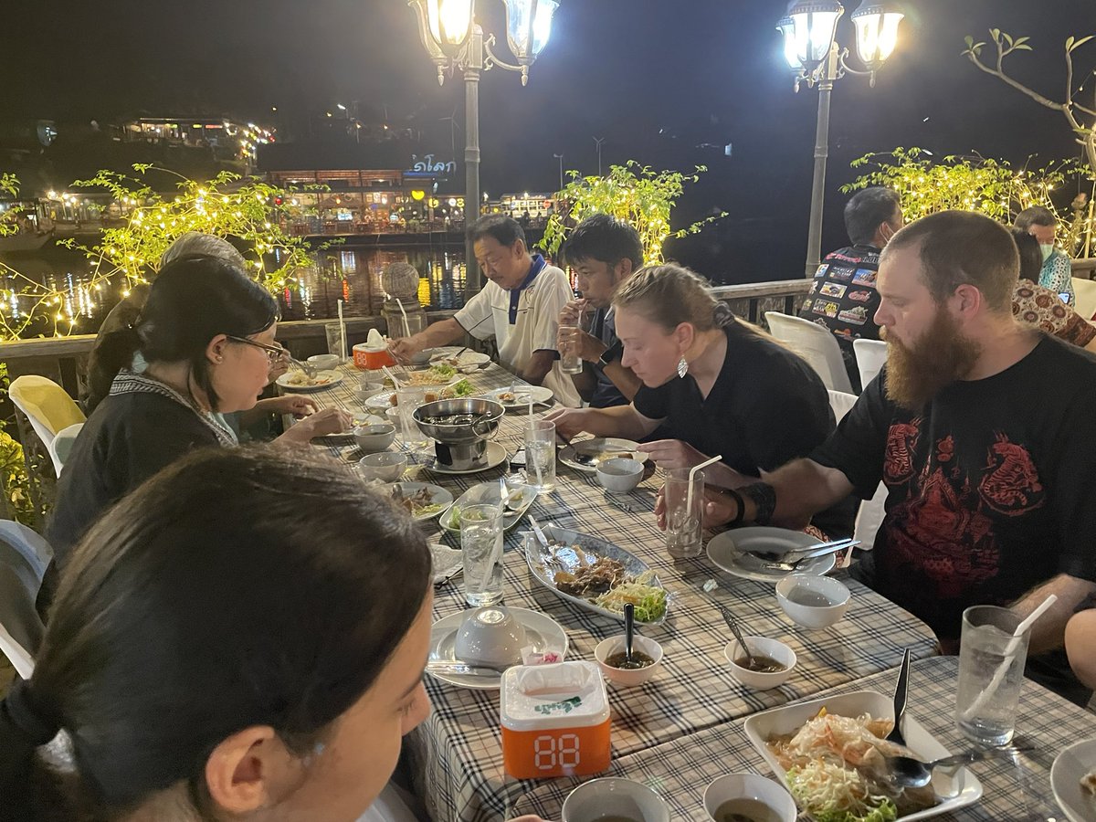 seameospafa's tweet photo. Finishing of the first day of SPAFA’s post-#IPPA22 excursion with dinner right by the Nan river in Phitsanulok province. https://t.co/Auo9Tp2PPr