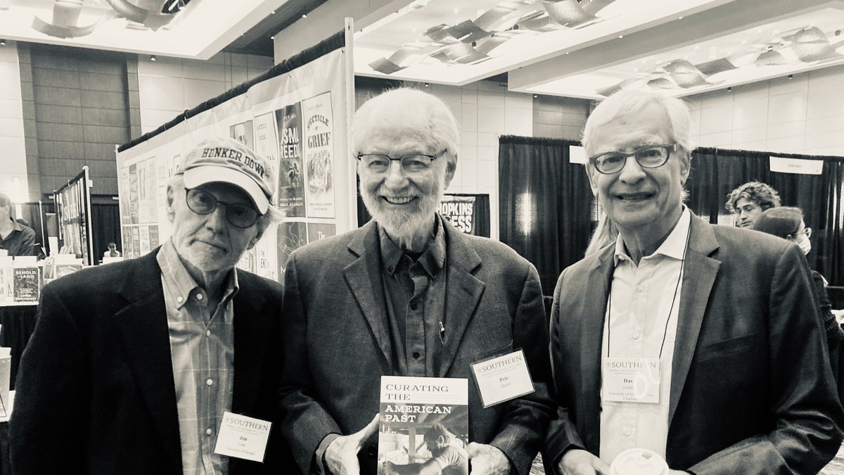 ArkansasEditor's tweet photo. How many combined years of @TheSouthernSHA attendance are pictured here? #SHA2022 #JimCobb #PeteDaniel #DavidGoldfield https://t.co/KblecNf31T https://t.co/waUD3Iymq7