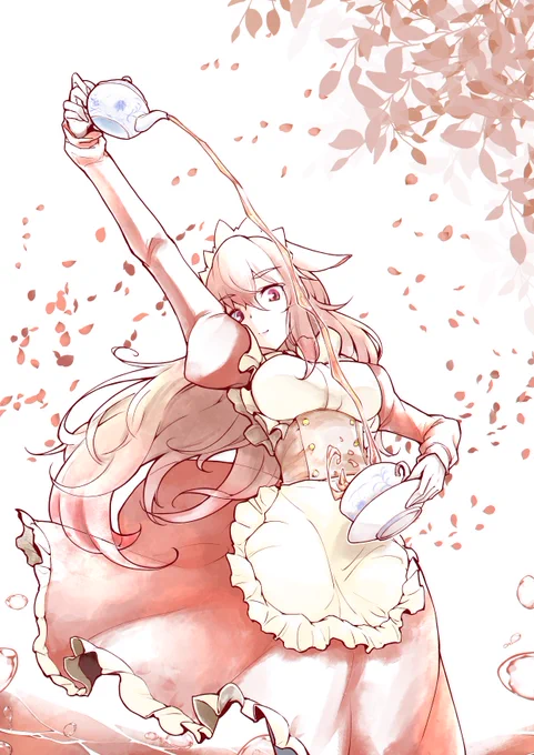 この紅茶の淹れ方は絵になるけどこぼすし危ないからやめましょう #めめアート 