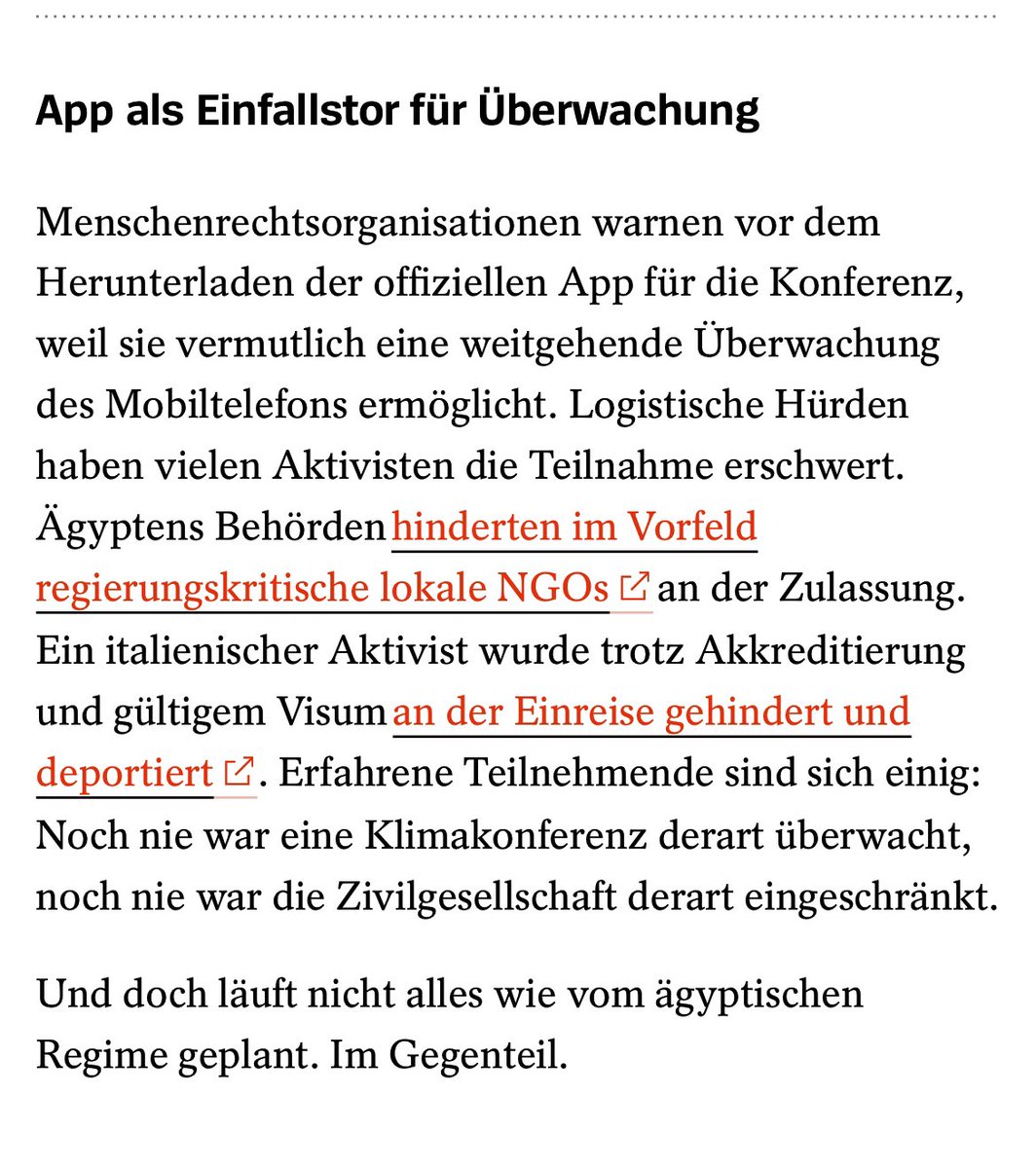 Es ist einigermaßen grotesk, was die ägyptischen Gastgeber auf und rund um die #COP27 abziehen: @moni_bol und @beimwort berichten zur Menschenrechtslage aus Scharm al-Scheich spiegel.de/ausland/folgt-…