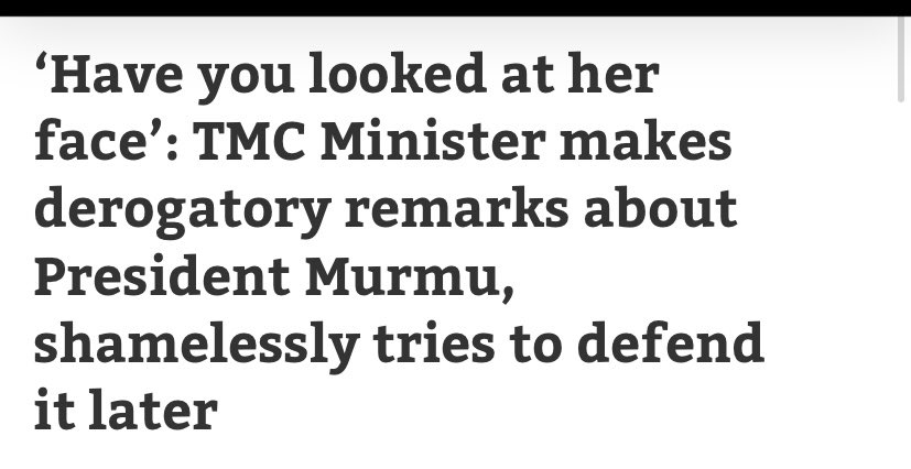 MBarishSharma's tweet photo. I strongly condemned Akhil Giri’s derogatory and racist remarks over the President Smt. @Draupadi Murmu Ji, the first citizen of India. The TMC Government in West Bengal should apologise to the President of India, and Giri should resign immediately ! https://t.co/fUaHzyJrkQ