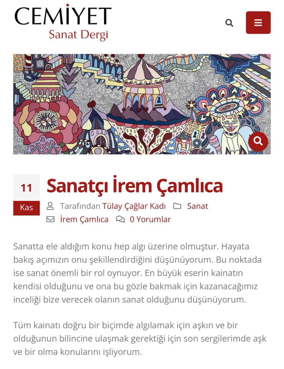 Cemiyet Sanat Dergisi, 
''Sanatçı İrem Çamlıca''
cemiyetsanat.com/sanatci-irem-c…
