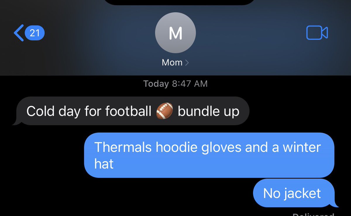 ZachSheldon's tweet photo. Just sent my mom the text every mother dreads. #NoJacket https://t.co/IoiNUWcizV