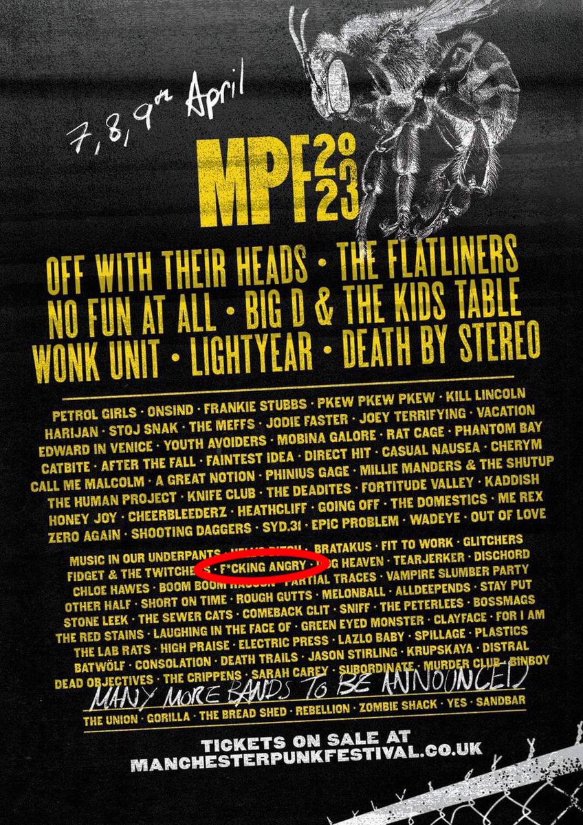 We are stoked to announce that we'll play at Manchester Punk Festival next year! 😍
manchesterpunkfestival.co.uk

#FuckingAngry #Punk #ManchesterPunkFestival #WeAreFuckingAngry