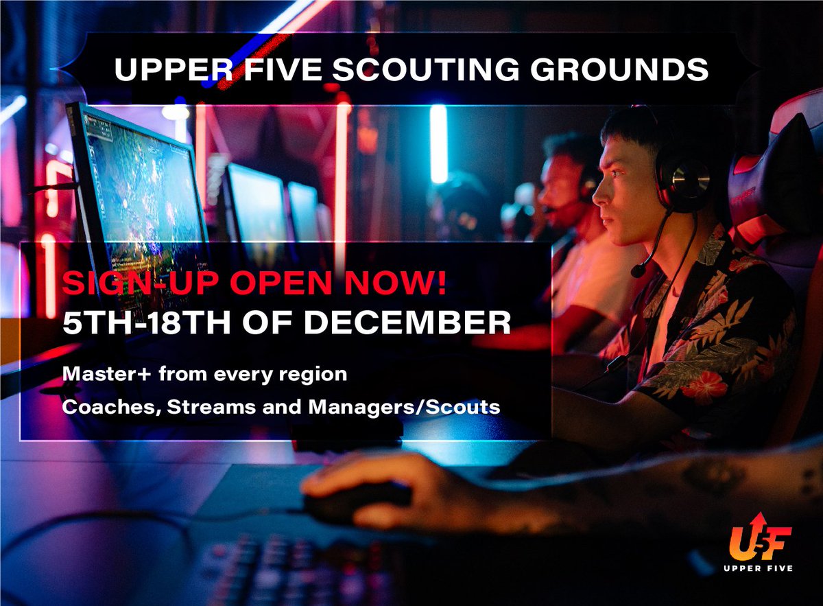 UPPER FIVE SCOUTING GROUNDS 🥳

UP5 prepared something special this offseason from the 5th - 18th of december.
You want to prove yourself and are master+? We provide a platform for every ambitious player, all regions welcome!

Sign up now: forms.gle/C1MzN7mpqkUWgE…