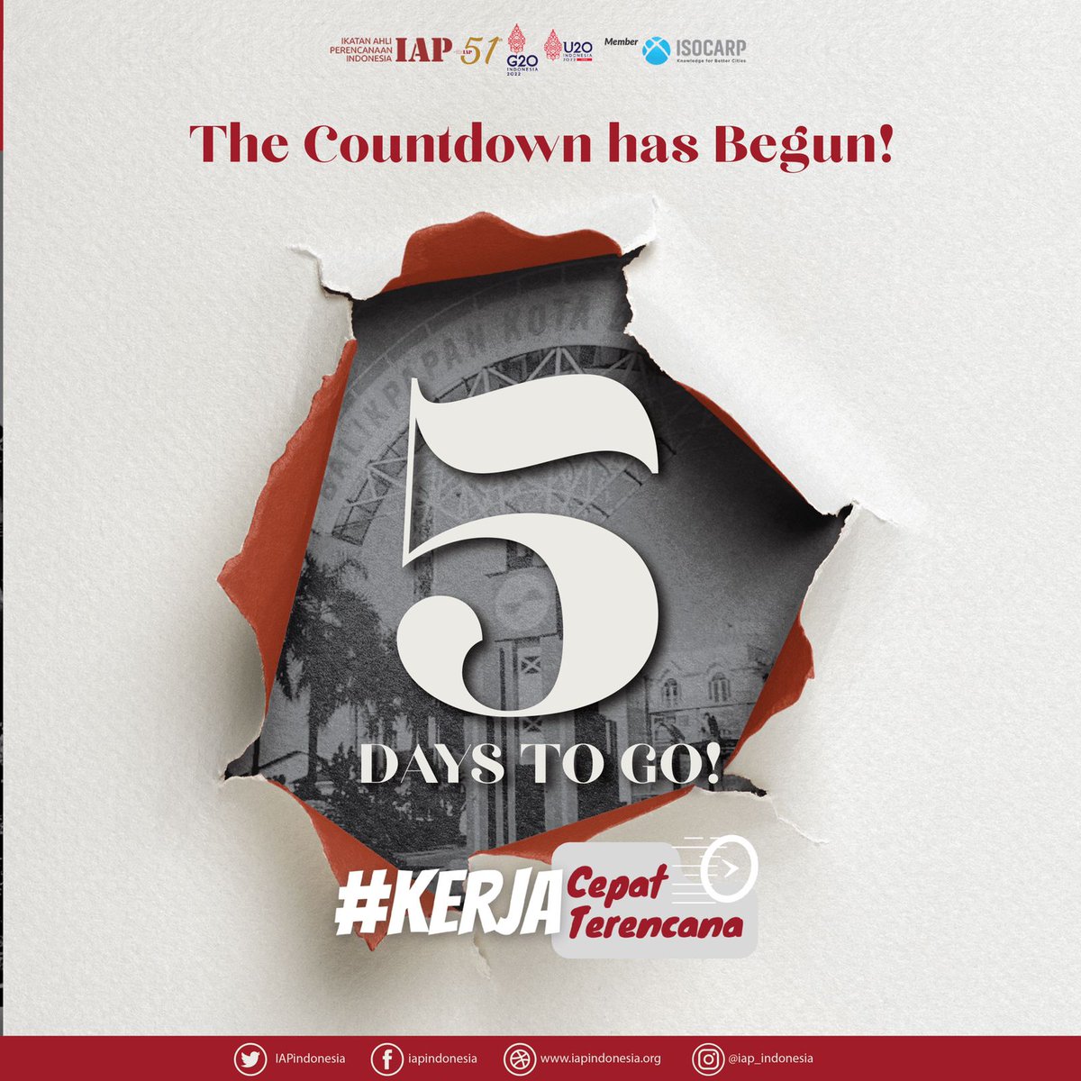 The countdown has begun:
5 DAYS TO GO! COMING SOON! ✌

#KerjaCepatKerjaTerencana #IAPIndonesia