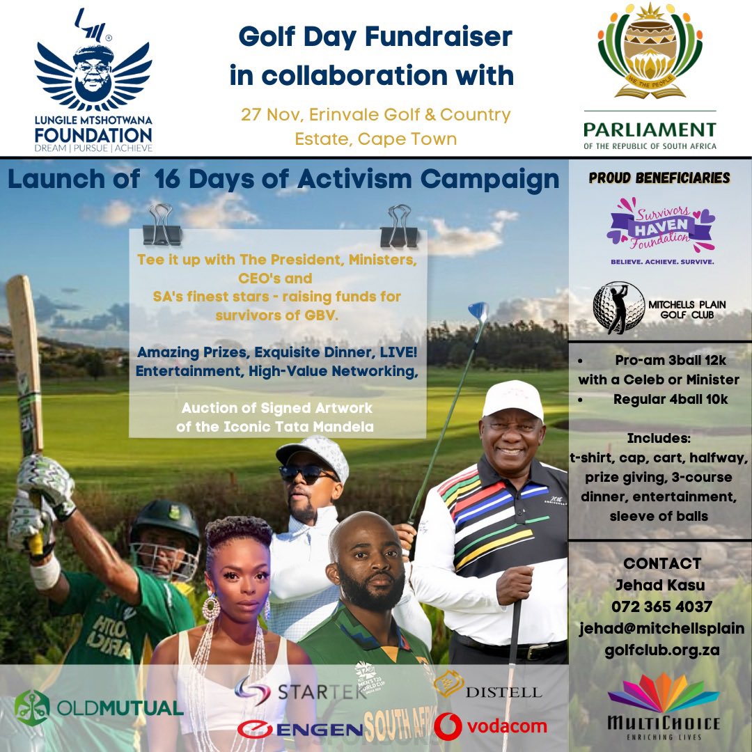 What a time in my life!

In my capacity as Chairman of the Lungile Mtshotwana Foundation, I am profoundly honoured to be leading our foundation’s charge against GVB alongside the Pres of SA.

We’re excited to share in due course, more developments around this important cause.