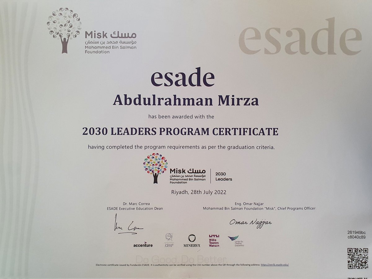 aaamirza's tweet photo. جزيل الشكر والعرفان لمؤسسة @MiskKSA على البرنامج المميز  #قادة_2030_للمملكة الذي احتلفت بالتخرج ضمن دفعته الاولى كواحد من ٩٠ تم اختيارهم من ١١،٠٠٠ متقدم، بعد عام من التطوير القيادي بمشاركة عدد من الجهات العالمية الرائدة. 
معا نحقق طموح سيدي #ولي_العهد في #رؤية_2030
#أنا_2030 https://t.co/FxLKSYMDMf