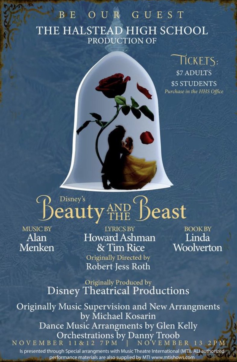 LAST OPPORTUNITY TO SEE BEAUTY AND THE BEAST TODAY AT 2PM!!  
-Tickets will be available at the door and seating will open 30 minutes before show! @SuptBarry440 <a href="/USD_440/">USD440 Halstead-Bentley</a>  <a href="/chad_baalman/">Chad Baalman</a> <a href="/Halstead_AD/">Halstead Dragons</a>