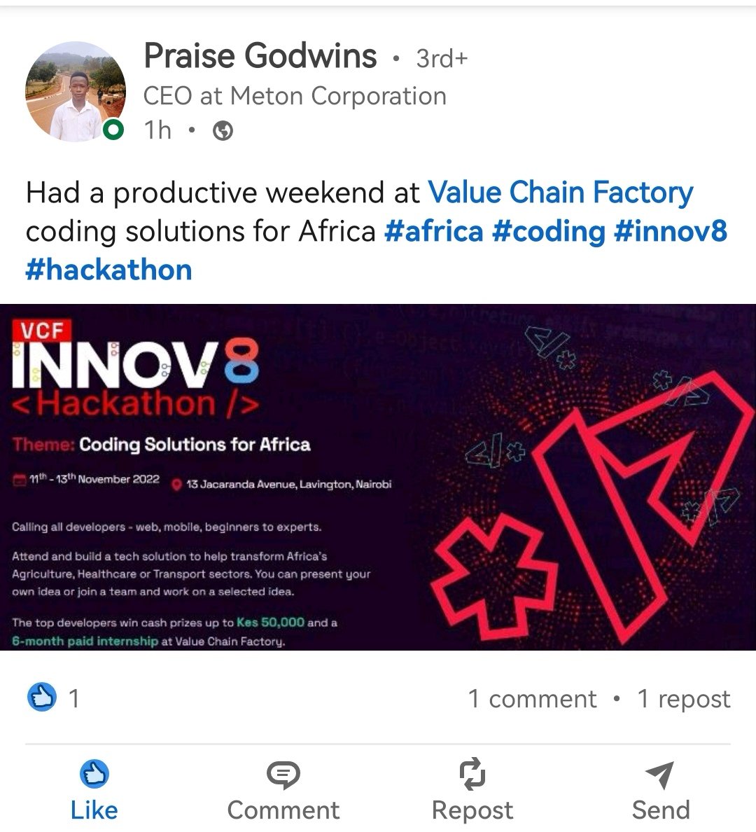 VChainFactory's tweet photo. #innov8hackathon https://t.co/wkUEfCBcc5