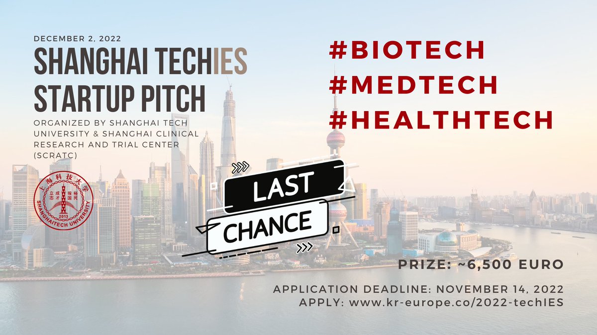 TechCode_Berlin's tweet image. Last call on #startups in #medtech #biotech and #healthtech, expand your #China network and battle for 6,500 Euro cash prize. Application close in 1 day, apply now! eu1.hubs.ly/H027Zk_0