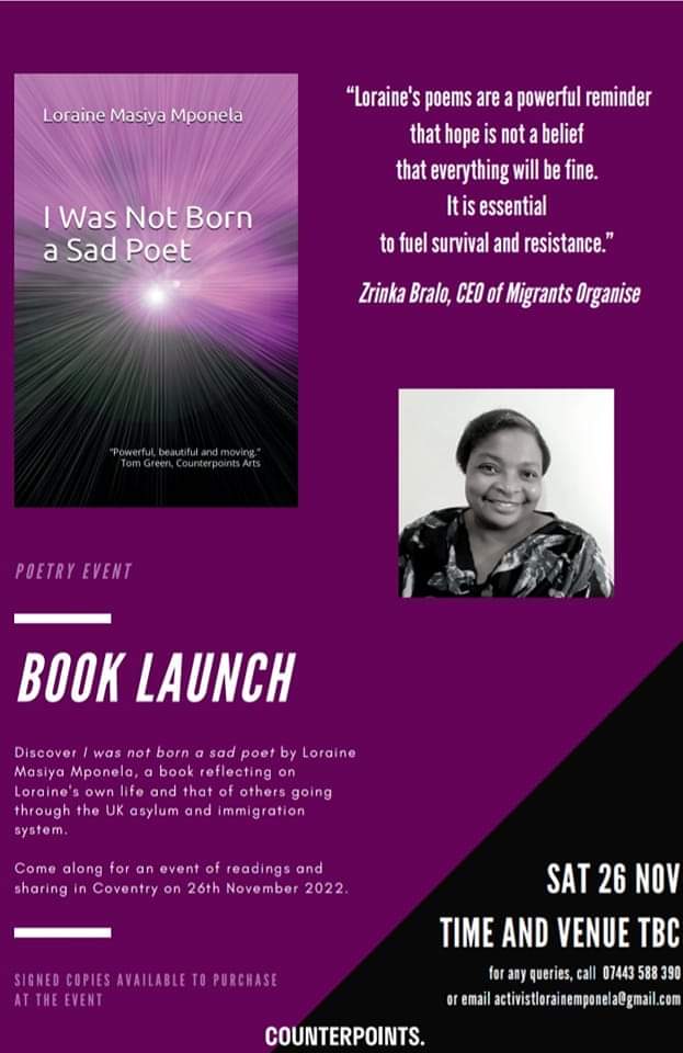Loraine Masiya Mponela (@lorainemponela) on Twitter photo #BookLaunch: #IWasNotBornASadPoet #FREE 26 Nov #Coventry
Q? Email host <a href="/maokwo/">MAOKWO | Creating | Connecting |Together</a>: admin@maokwo.com
I will read #poems from the book
I will answer your questions
Chat
meet the team
get signed copies
&more
amazon.co.uk/dp/B0BHL4R1JL/
fb group facebook.com/groups/8697852… #poetrycommunity #BookLaunch: #IWasNotBornASadPoet #FREE 26 Nov #Coventry
Q? Email host <a href="/maokwo/">MAOKWO | Creating | Connecting |Together</a>: admin@maokwo.com
I will read #poems from the book
I will answer your questions
Chat
meet the team
get signed copies
&more
amazon.co.uk/dp/B0BHL4R1JL/
fb group facebook.com/groups/8697852… #poetrycommunity