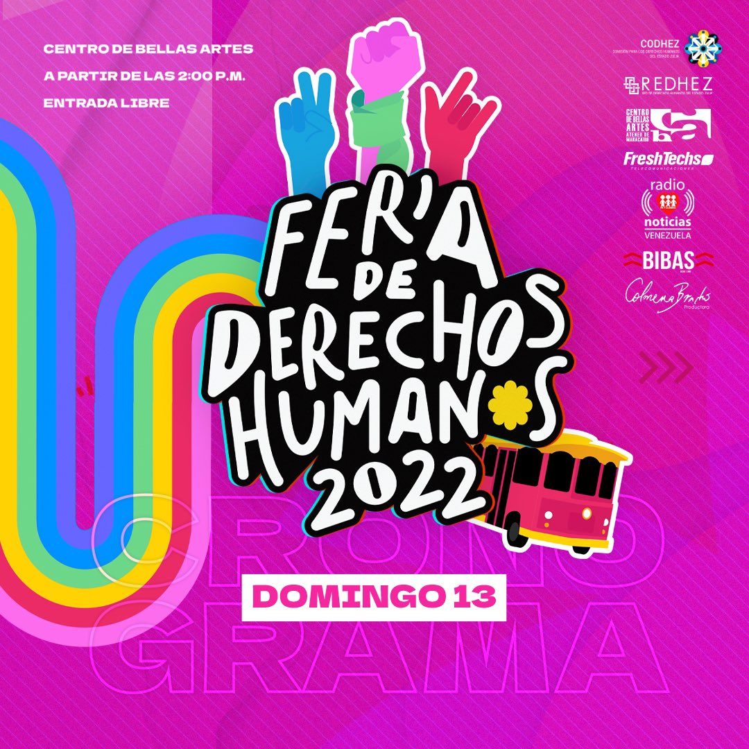 Codhez's tweet photo. ¡Conoce la programación de la Feria de Derechos Humanos para este domingo! 🎉

El segundo día de la #FDH2022 será inolvidable 🤩 No te puedes perder todas las actividades que tenemos para ti desde las 2pm en el @CBAateneo 💫 https://t.co/3kSSypeXYj