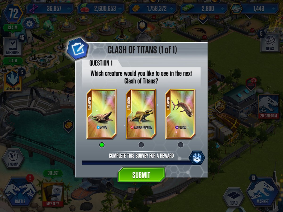Luca2451's tweet photo. @JWorldTheGame Vote Eryops, please add Amargasaurus as an option again https://t.co/5rVBx9jNbY