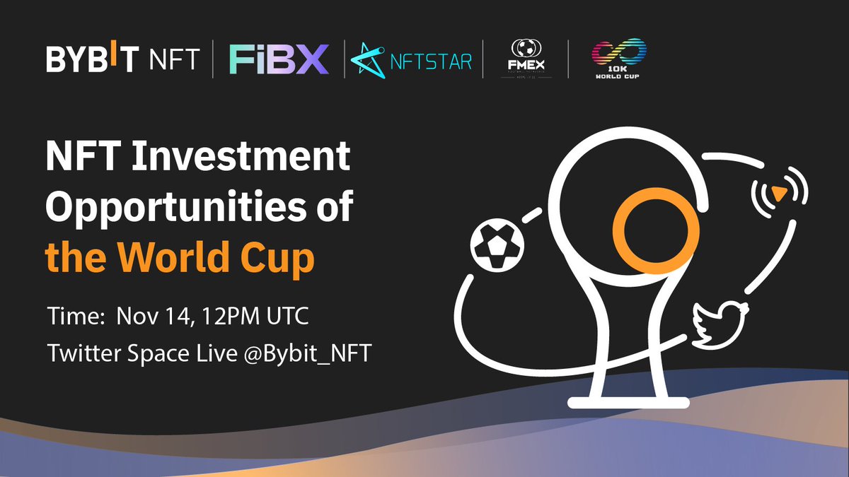 Bybit_NFT's tweet photo. ⚽️ Countdown to the World Cup, time to get away from the chaos and enjoy World Cup! 

😉 Join us with @fibx2022 ,@THENFTSTAR, @meta_soccer and @10KWorldCup to know more about the NFT opportunities of World Cup! 

❤️‍🔥 RT &amp; Tag 3 friends, 10 @fibx2022 WL giveaways for participants https://t.co/RqiZnqBbKA