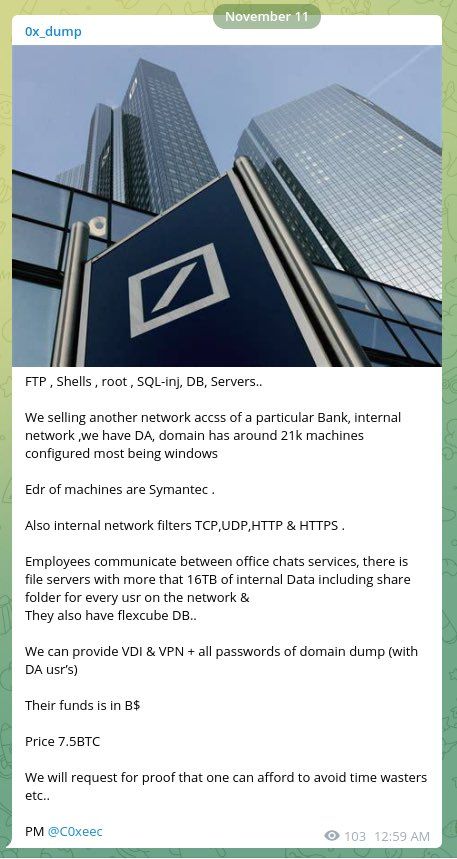 **Breaking NEWS**
Another access control misconfiguration led to overexposure and this time Deutschbank suffered a breach resulting in 16TB of data including passwords and credentials to domain admins (allegedly).

#cyberattack #cybersecurity