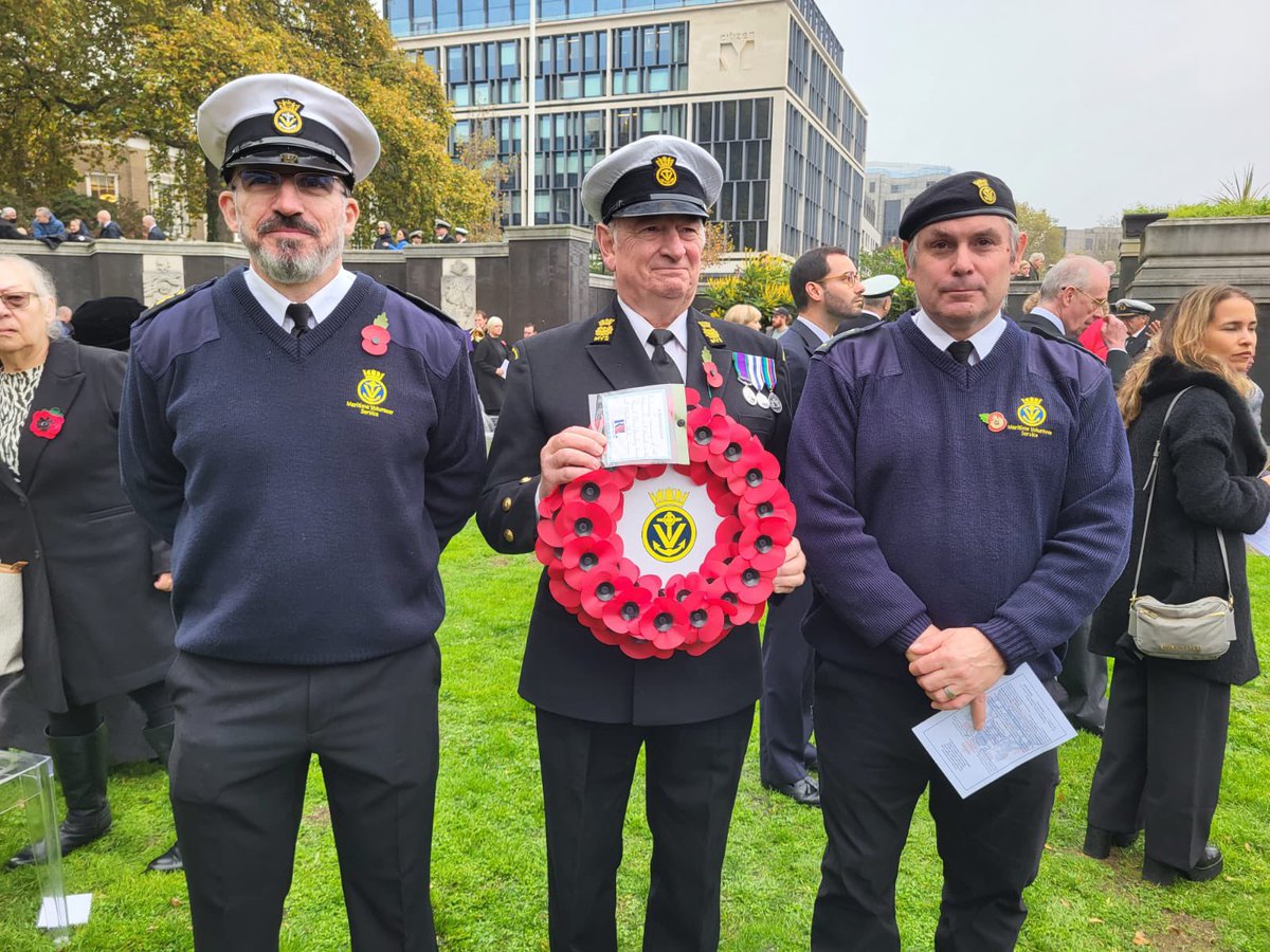 Members of <a href="/MvsPutney/">MVS Putney</a> at The Merchant Navy War Memorial for Remembrance Sunday.