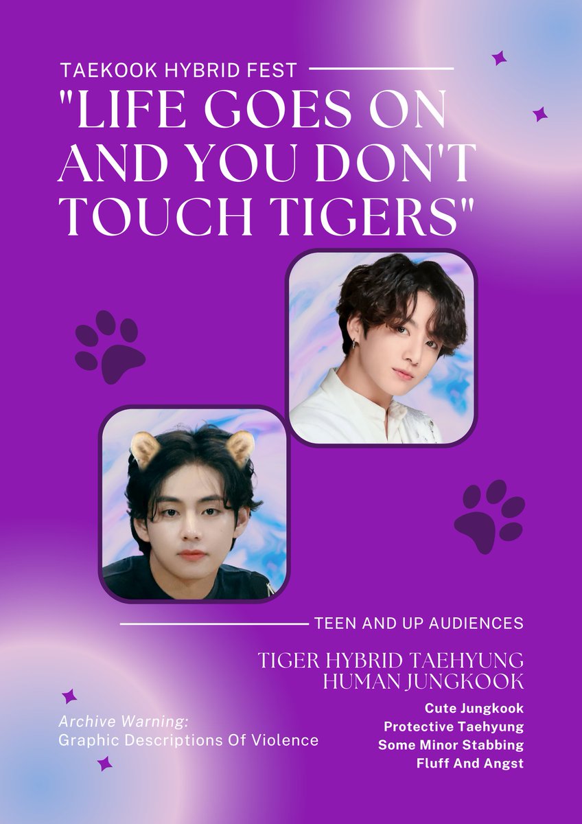 "Life Goes On And You Don’t Touch Tigers"
➭ archiveofourown.org/collections/Ta…

► 5.394 Words • Complete • Teen And Up Audiences
▻ Protective Kim Taehyung | V • CEO Jeon Jungkook • Cute Jeon Jungkook • 

❗Some Minor Stabbing • Blood &amp; Violence • Minor Injuries

#taekookau