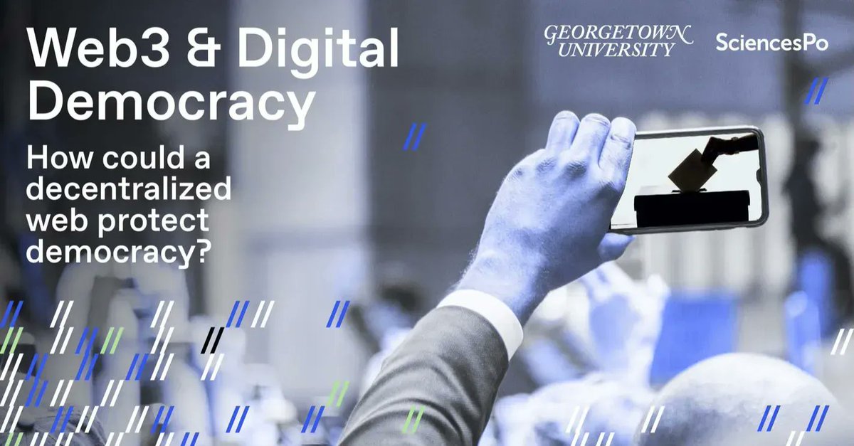 McCourtInst's tweet photo. This Tuesday, #MIevents hosts a great panel on #Web3 &amp; digital democracy. 
If you thought the internet could only fuel polarization, tune in to see how Web3 is a chance to empower digital democracy. https://t.co/4ShVWT5vvG https://t.co/jJ8RV8kAxC