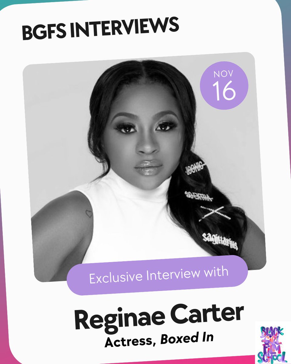 Reminder: Black Girl Film School will be interviewing Reginae Carter and Ariel Julia Hairston on Wednesday, November 16th at 4 pm PST on Instagram live. They will discuss their new film, Boxed In, which is streaming now on Peacock. https://t.co/m50UBId62w