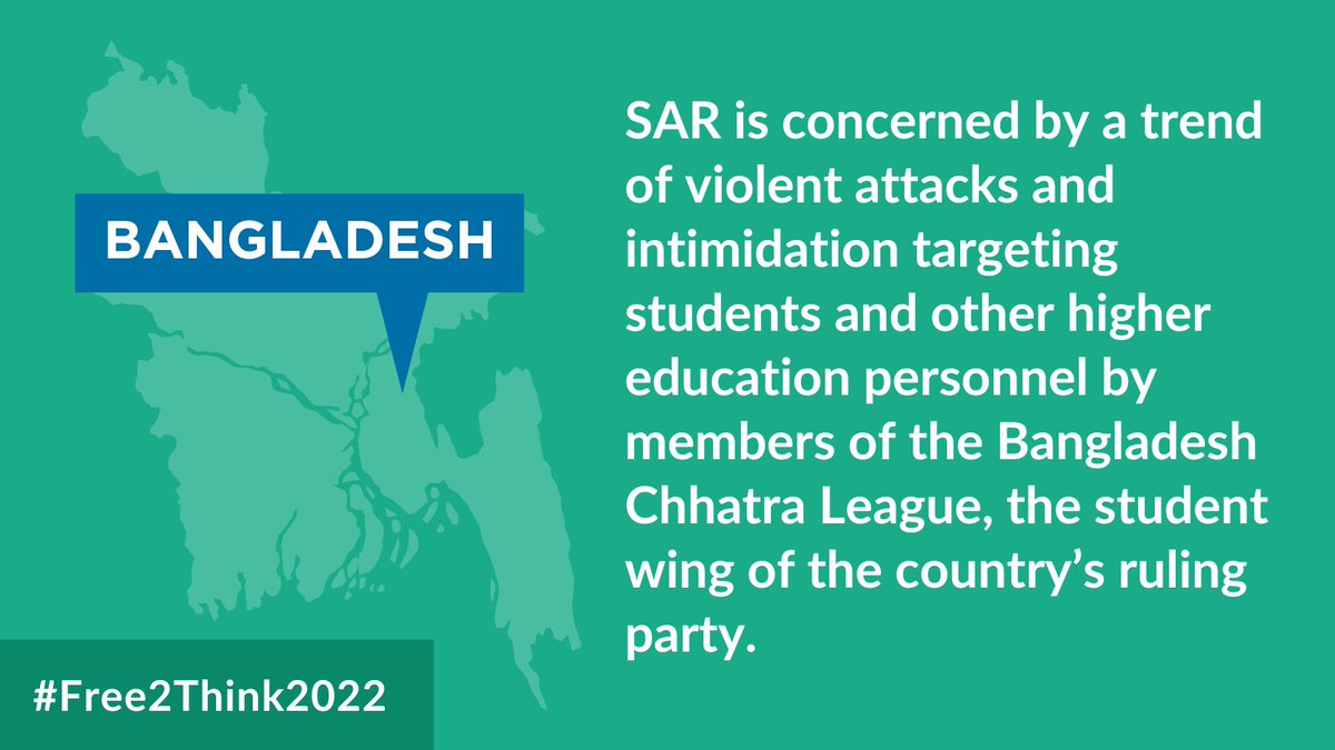 ScholarsAtRisk's tweet photo. #Bangladesh: Members of the campus community must not resort to violence in responding to expression with which they disagree. Violence undermines students' and scholars' right to express themselves.
Read more in #Free2Think2022: https://t.co/GT7Xs5NF86 https://t.co/4NpVH24kb8