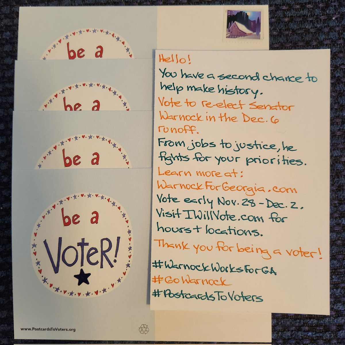 Every vote matters. Every seat matters. Every postcard matters. Write with us! Text JOIN to 484-275-2229. #PostcardsToVoters #WarnockWorksForGA #GoWarnock 🗳️🍑