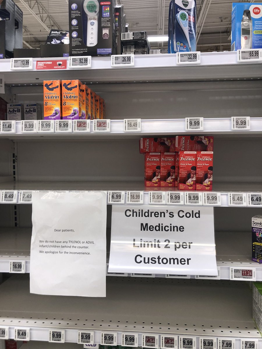 There is children’s liquid Motrin (like Advil) and liquid Tylenol at Laurentian Zehrs in Kitchener  (ages 2-11).