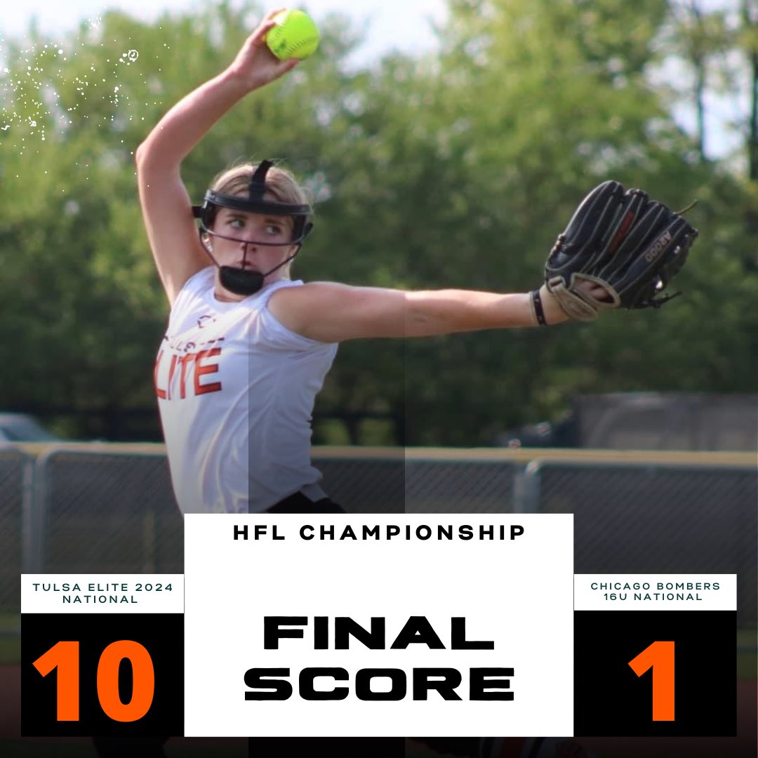 Tulsa Elite 2024 National (@te2024_national) on Twitter photo Final - Bracket Game 1 💪🏻
Next up: 3:40pm CST at Memorial Park in Bentonville.
<a href="/TulsaEliteSB/">Tulsa Elite Softball</a> Final - Bracket Game 1 💪🏻
Next up: 3:40pm CST at Memorial Park in Bentonville.
<a href="/TulsaEliteSB/">Tulsa Elite Softball</a>