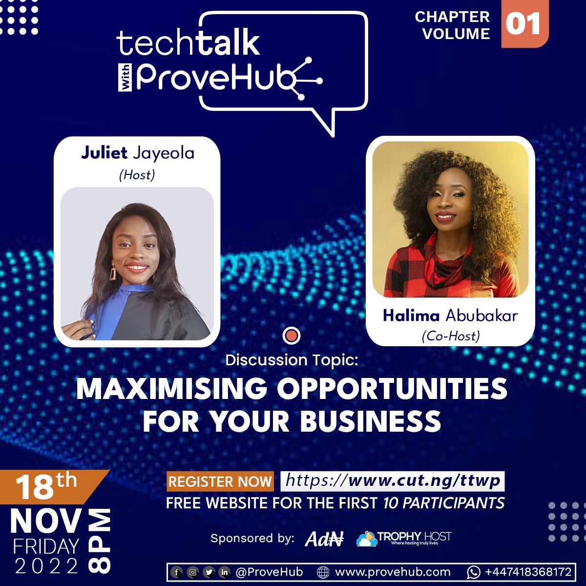 provehub's tweet photo. Join us as we start the first edition of Tech Talk With ProveHub.
We have ideas on how you can maximize opportunities for the success of your business whether you are about to start or you have started. https://t.co/d6tPBbRyij