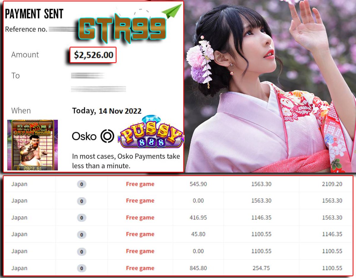 gtr99aus's tweet photo. 🎉Congratulations🎉 to our Lucky Member Received a Big Win at our Platform -Pussy888> (JapanFortune)   
 
🏆Member Deposit $200 only And Withdraw $2,526.00🏆      
   
What are you waiting for? Deposit now and enjoy your big win💰💰💰     
 
🌐 WhatsApp: https://t.co/8gLQNzlmGg https://t.co/lijApIWgKW