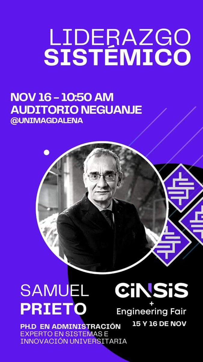 samuelprieto's tweet photo. Conferencia del año, única https://t.co/JEx5yiOzp7 faltaría. Será sensacional @Unimagdalena @pverasalazar @systemdynamics_ #systemthinker https://t.co/tFSTKXLnfB