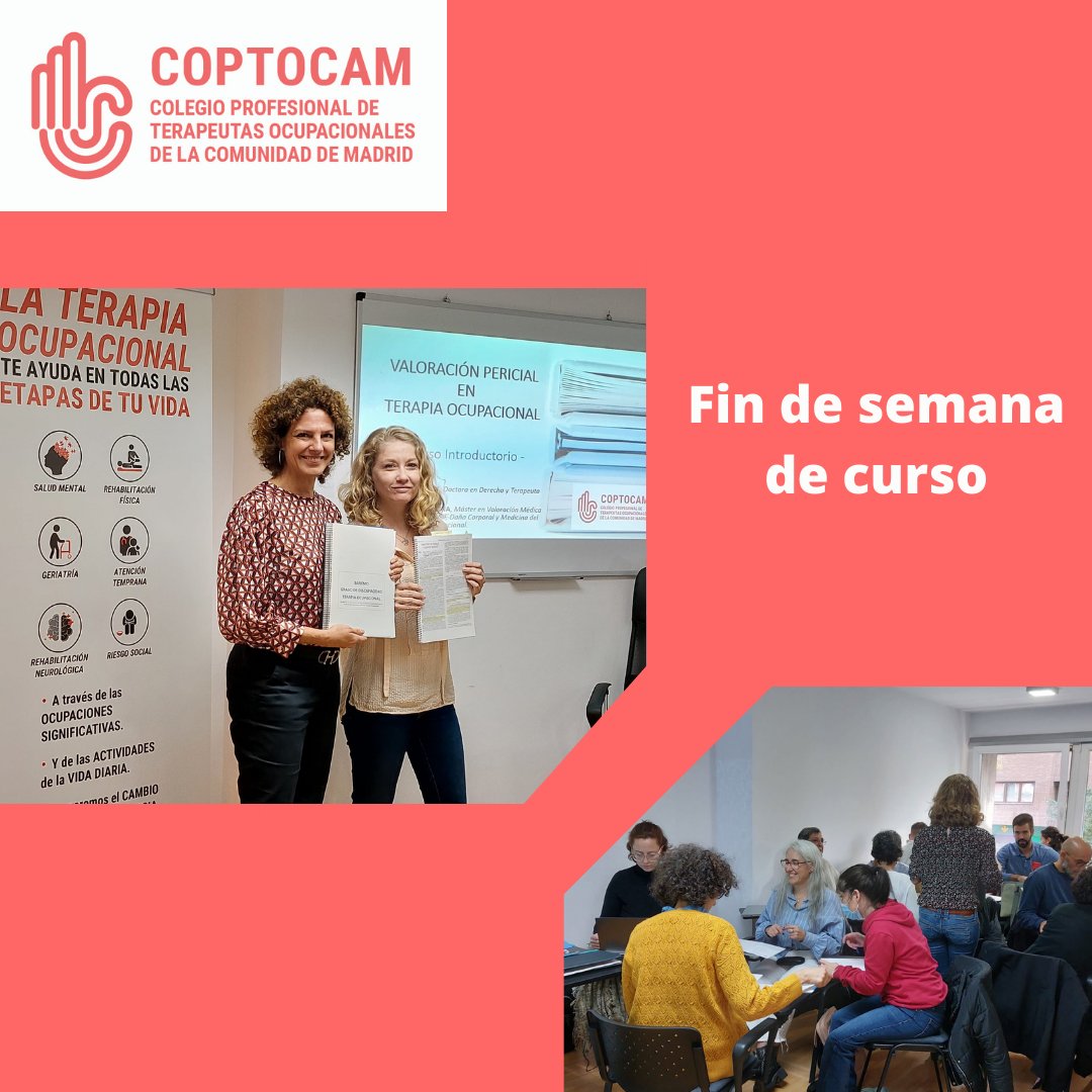 Estamos muy contentos con el curso de Valoración pericial en Terapia ocupacional impartido este fin de semana. Gracias a todos los asistentes y a las docentes Encarni Serrano y Elva Rodríguez 😊